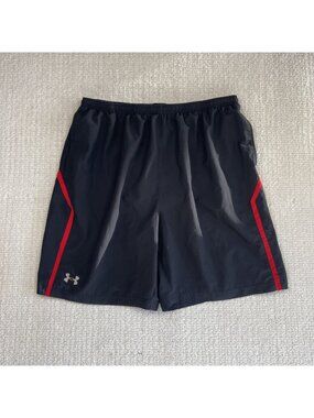 Men's Under Armour Fitted Heat Gear Athletic Shorts Size 2XL Red / Black Cyber